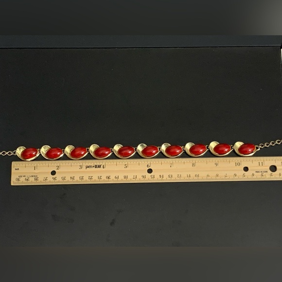 RARE - STRIKING VINTAGE CHAREL RED CABACHON NECKLACE - Picture 12 of 12